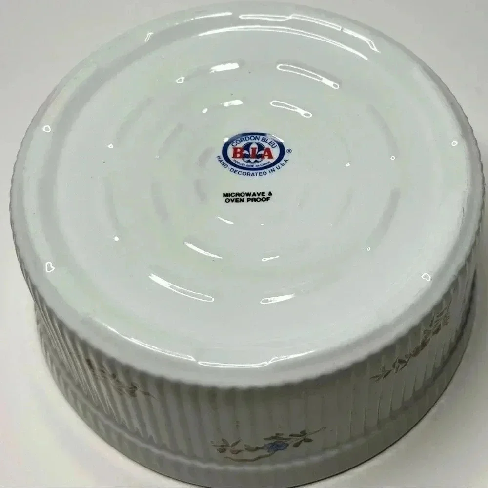 BIA Cordon Bleu Floral Casserole Dish Porcelain Soufflé Baking Pan Bowl